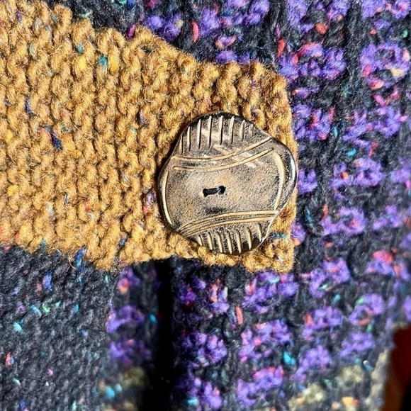 Vintage Sandra Miller Handloomed Artwear Cardigan OS in Black, Purple Red olive - Picture 13 of 16